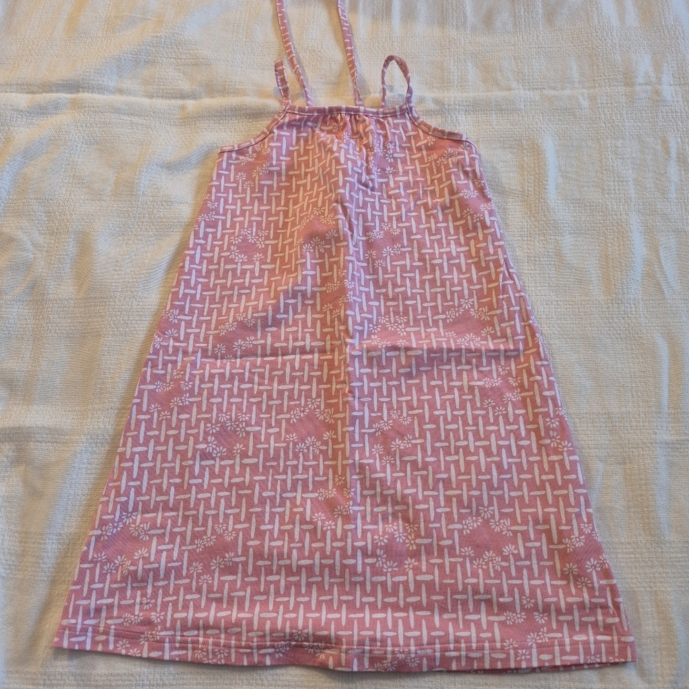 Hanna Andersson girls 110 or 5 pink & white dress flower design VGUC